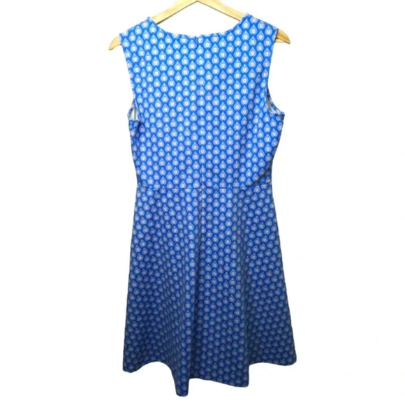 Talbots Womens Fit & Flare Blue Sleeveless Midi Printed V-Neck Dress Size Medium - Picture 5 of 12